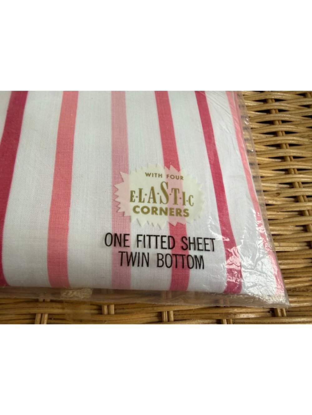 Vintage 60s Dan River Cotton Flat Sheet Pink Stripe Twin NOS - Picture 9 of 9